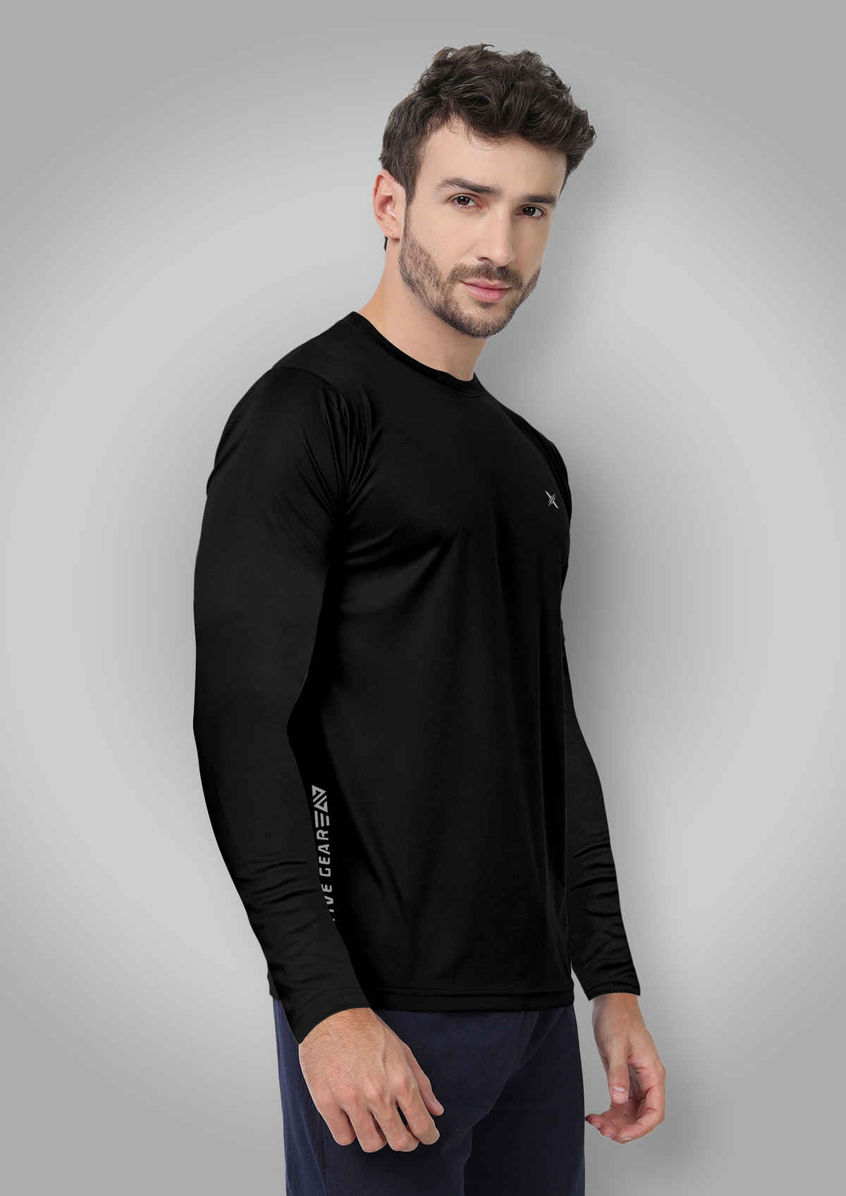 FTX Men's Full Sleeve Solid Polyester Casual T-Shirt | Regular Fit | Black - S