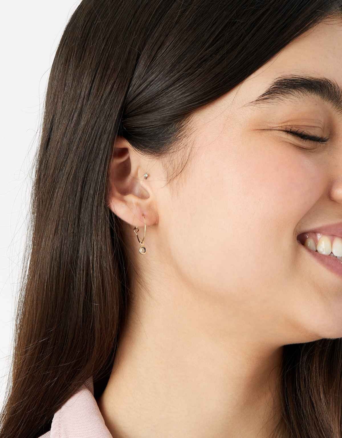 Accessorize London Women's 3 X Colour Gems Hoop Earring Pack - Gold