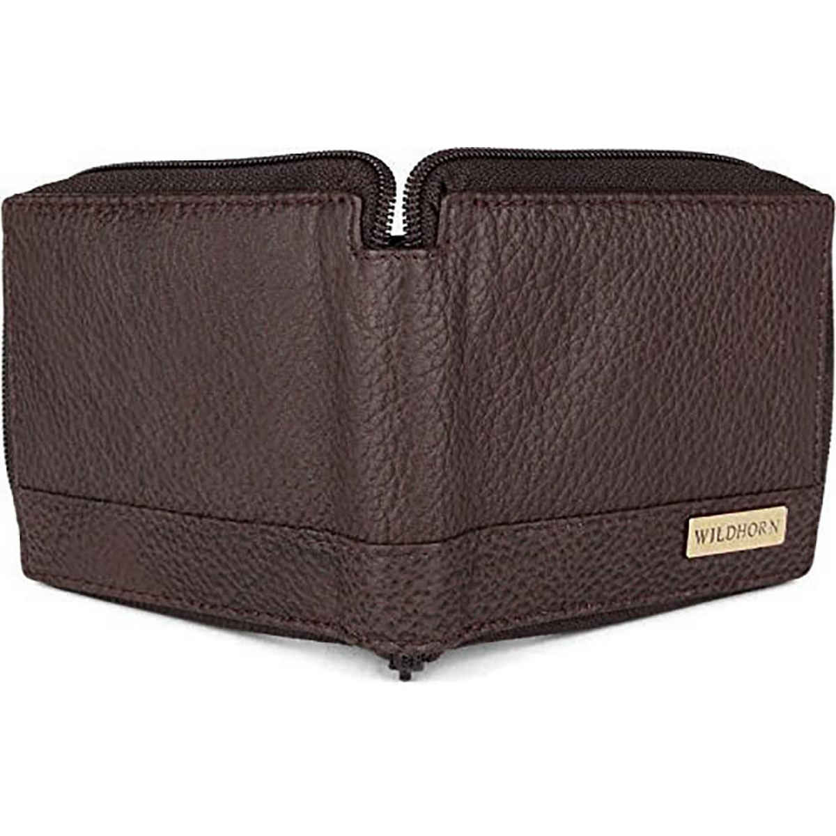 Wildhorn Men's Textured Genuine Leather Wallets | Brown - Free Size