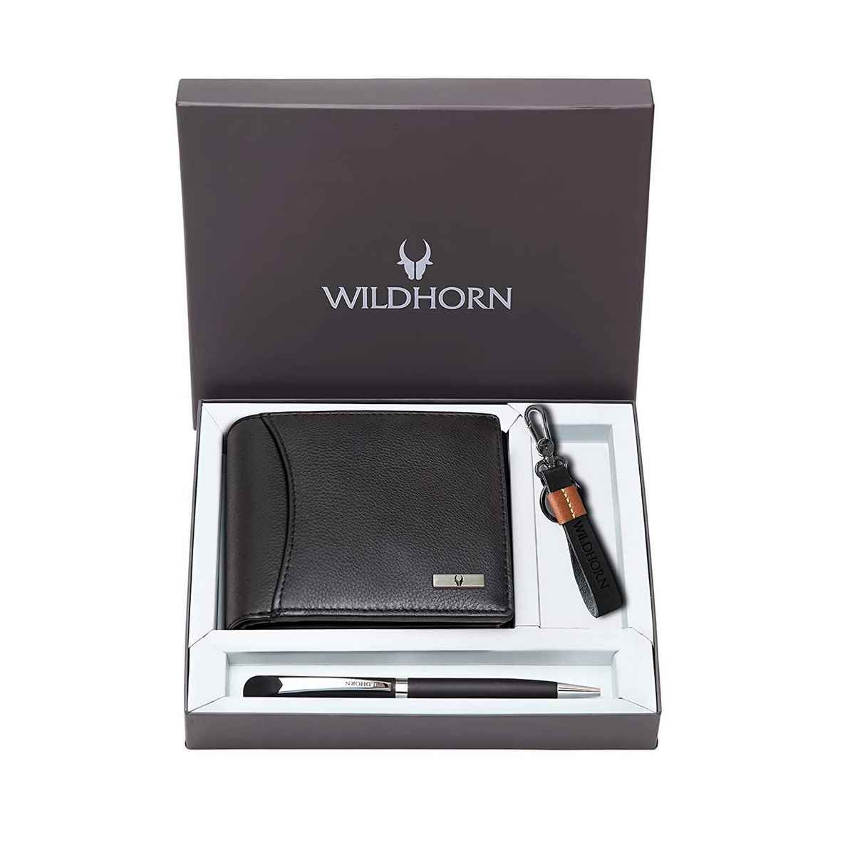 Wildhorn Men's Leather Wallet Gift Set | Black