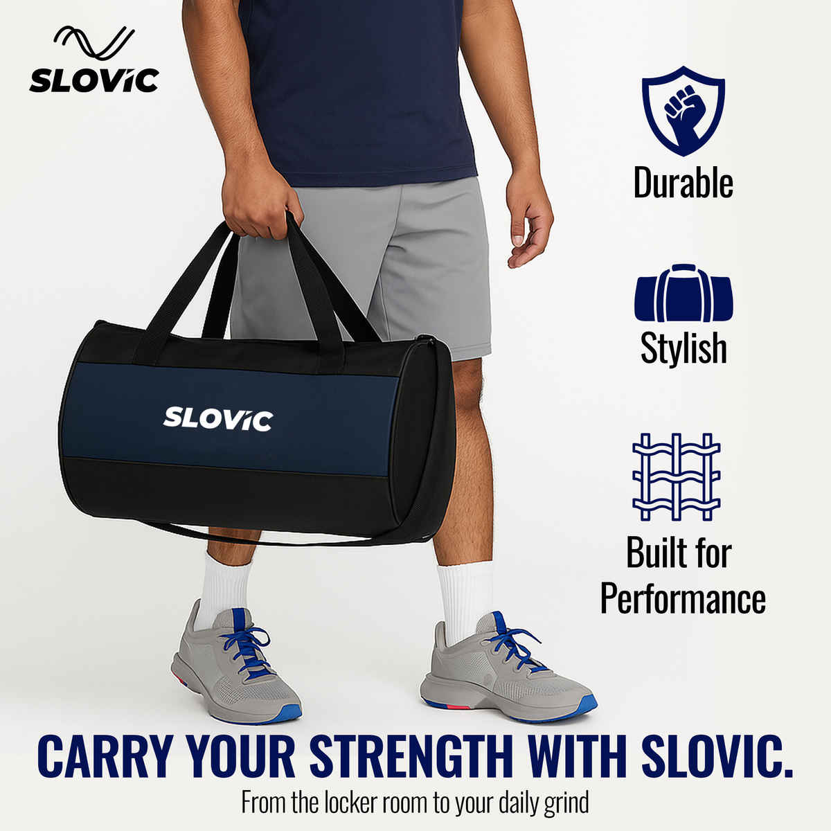 Slovic Gym Bag Use with Separate Shoe Compartment | Adjustable Straps - 20 L
