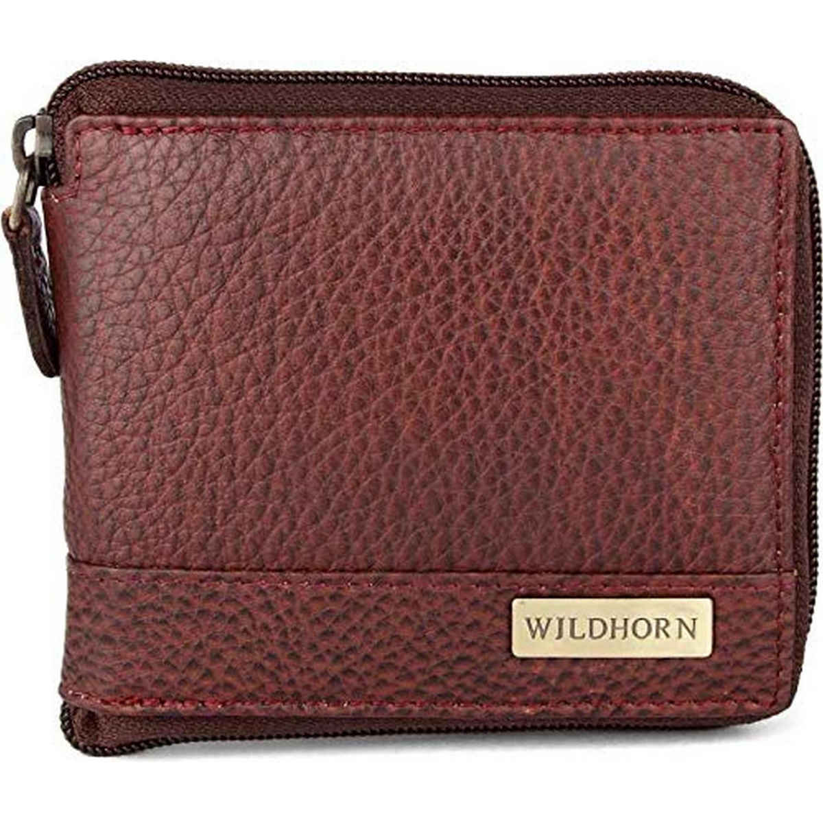 Wildhorn Men's Textured Genuine Leather Wallets | Brown - Free Size