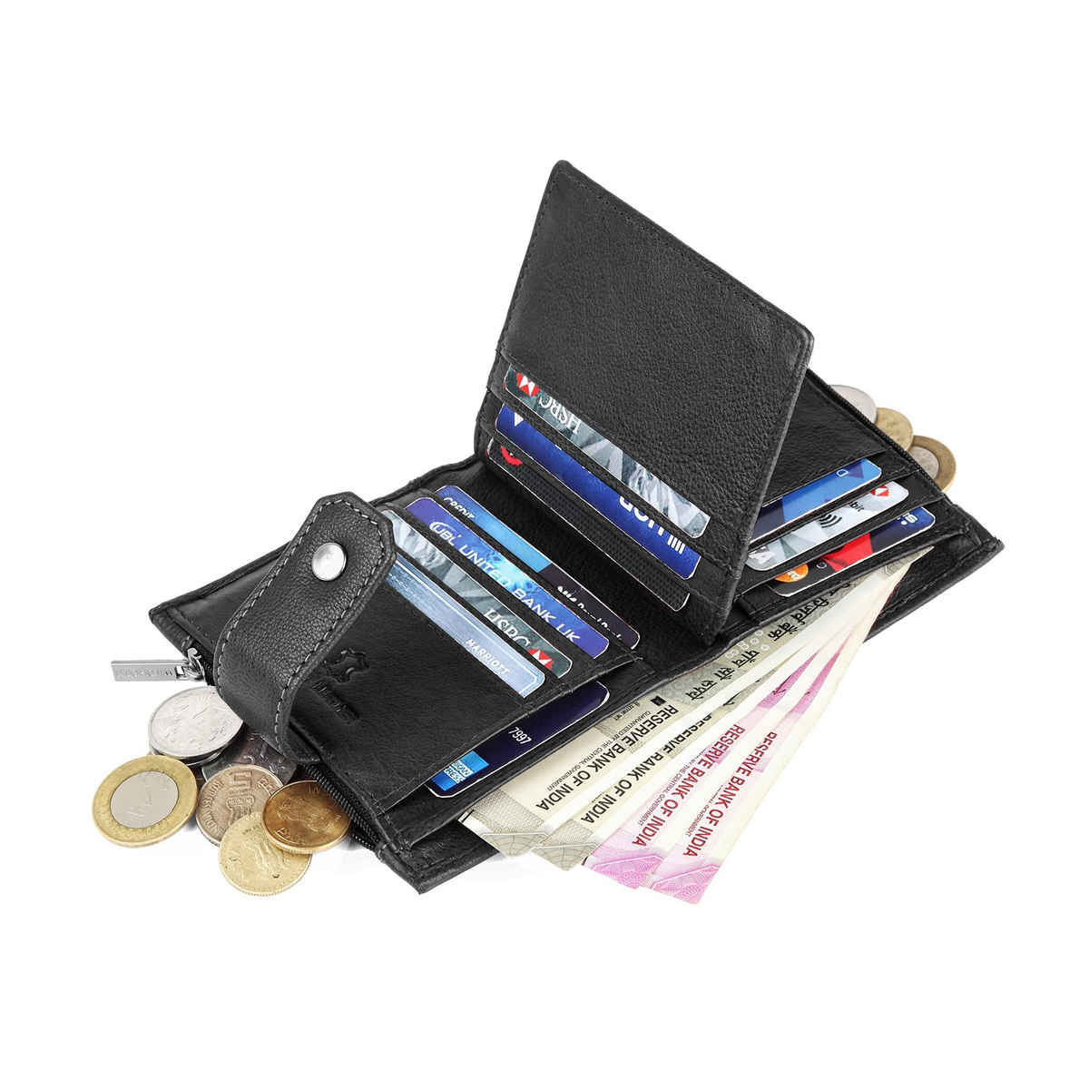 Wildhorn Men's Genuine Leather Bi-fold Wallet | Black