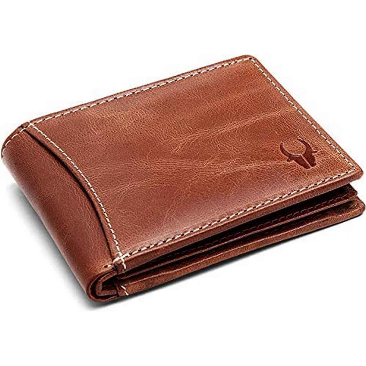 Wildhorn Men's Solid Genuine Leather Bi-Fold Wallet | Brown - Free Size
