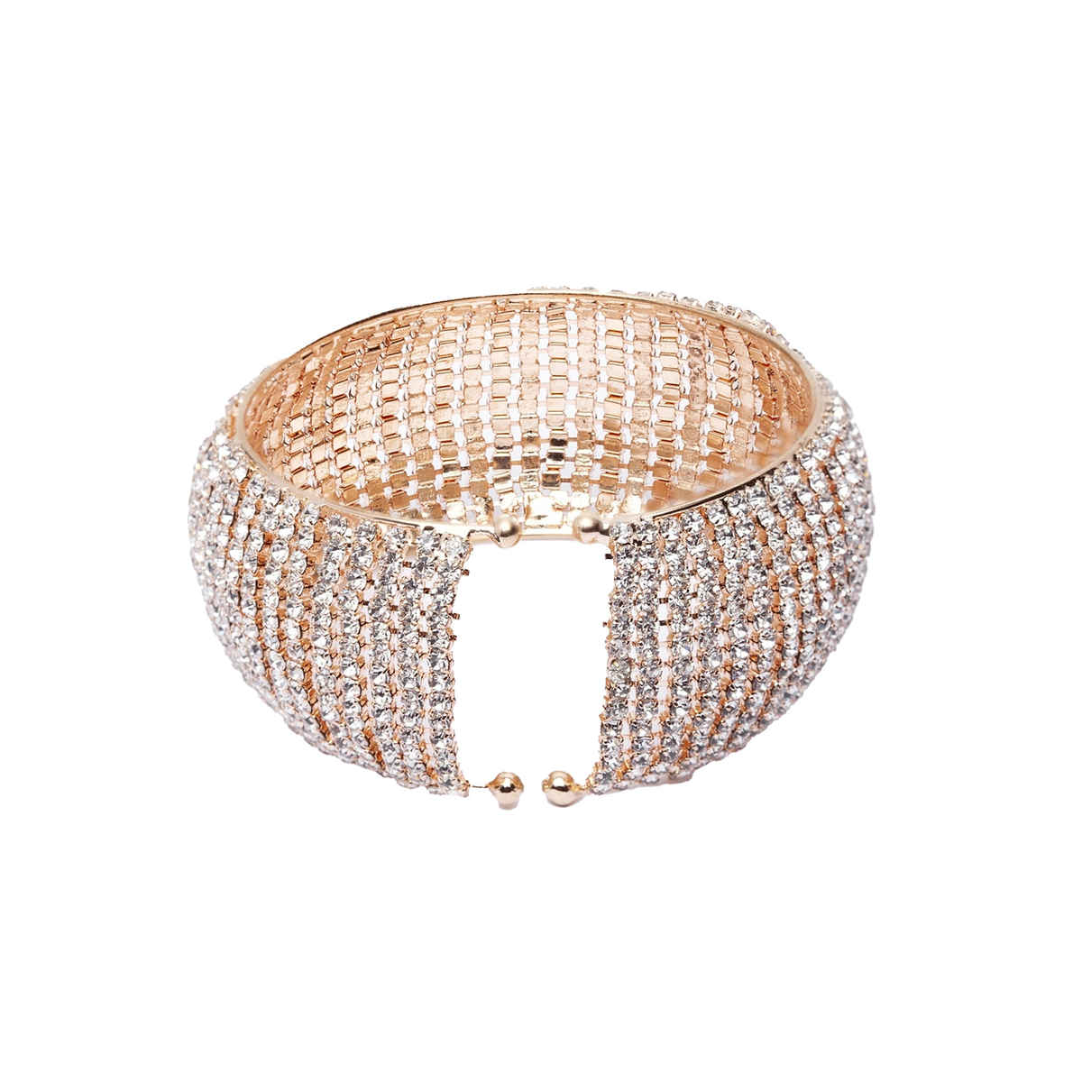 Shining Diva Fashion 18k Rose Gold Plated Crystal Cuff Bracelet for Women and Girls | 11430b