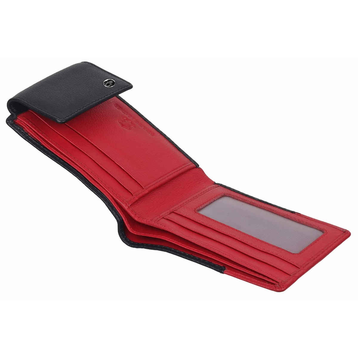 Wildhorn Men's Textured Genuine Leather Bi-Fold Wallet | Black and Red - Free Size