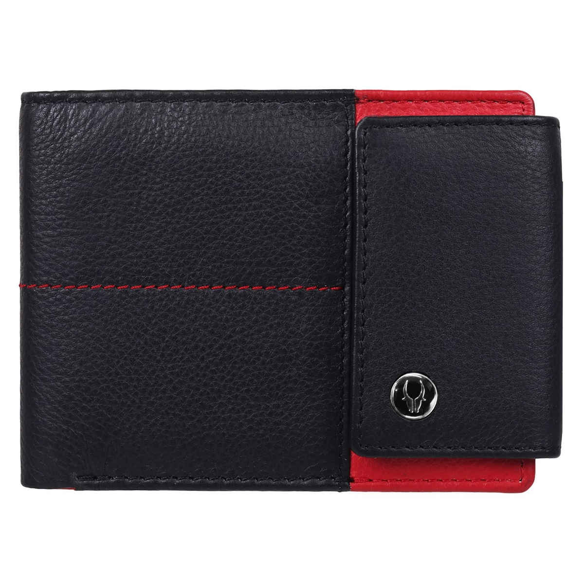Wildhorn Men's Textured Genuine Leather Bi-Fold Wallet | Black and Red - Free Size