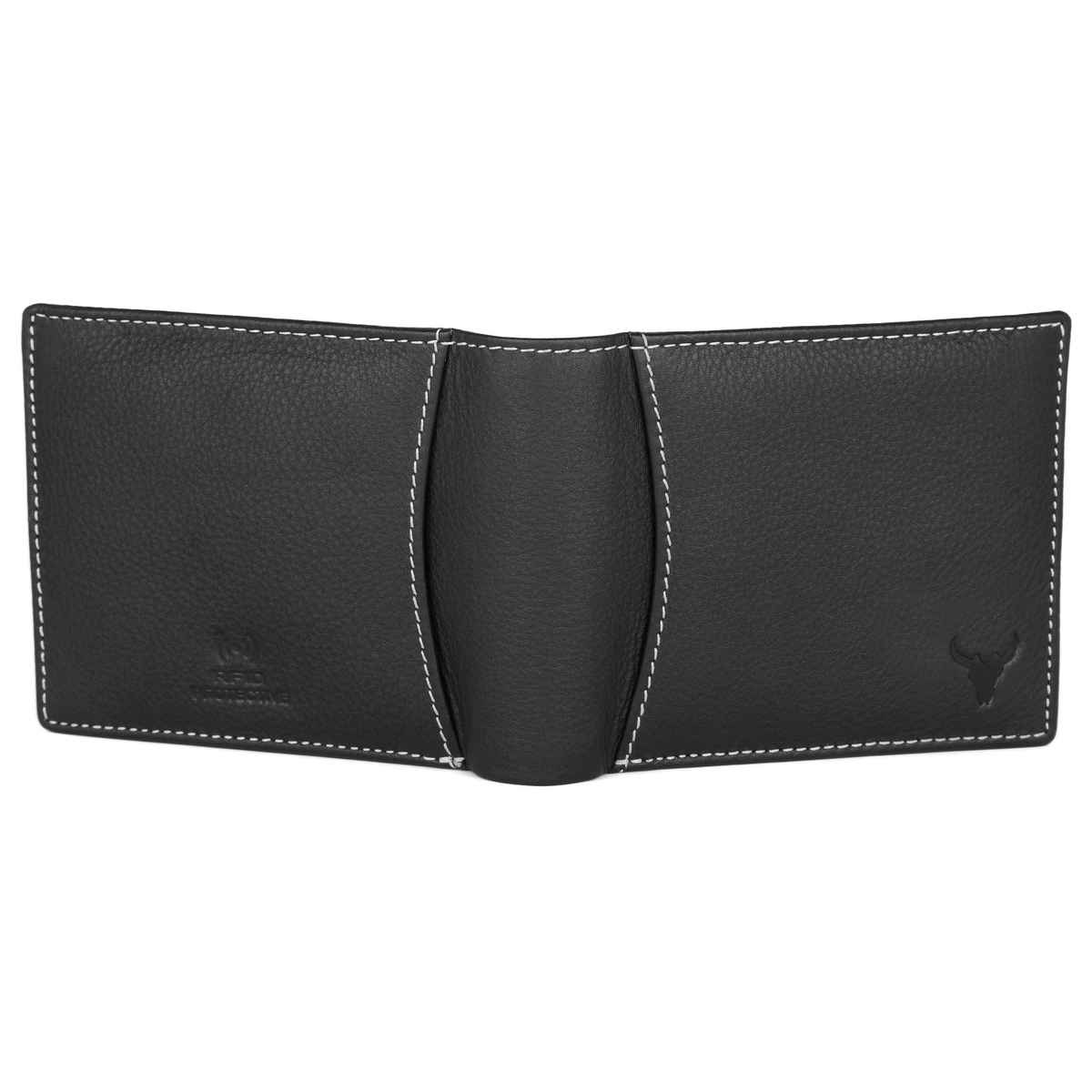 Wildhorn Men's Brand Logo Genuine Leather Bi-fold Wallet | Black