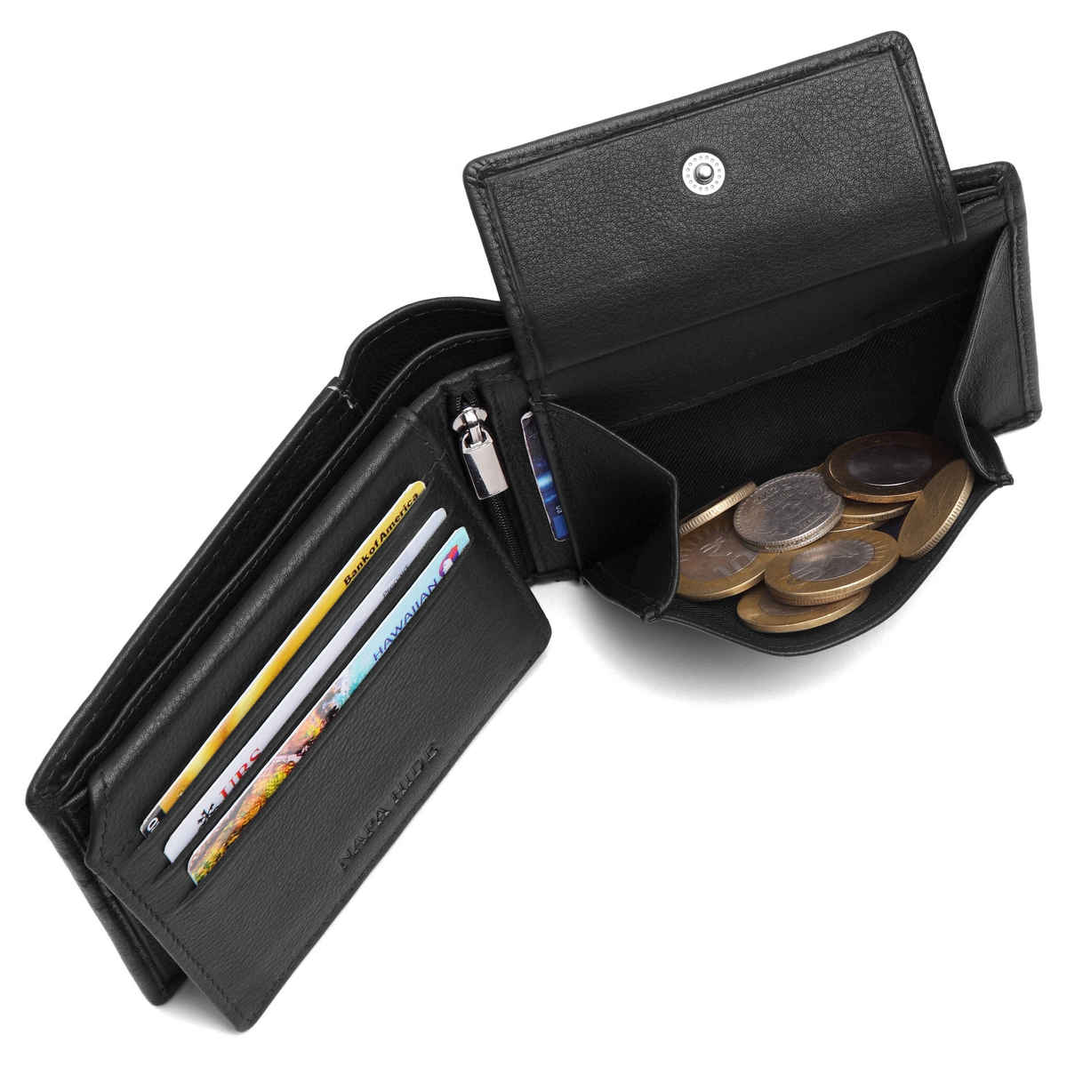 Wildhorn Men's Brand Logo Genuine Leather Bi-fold Wallet | Black