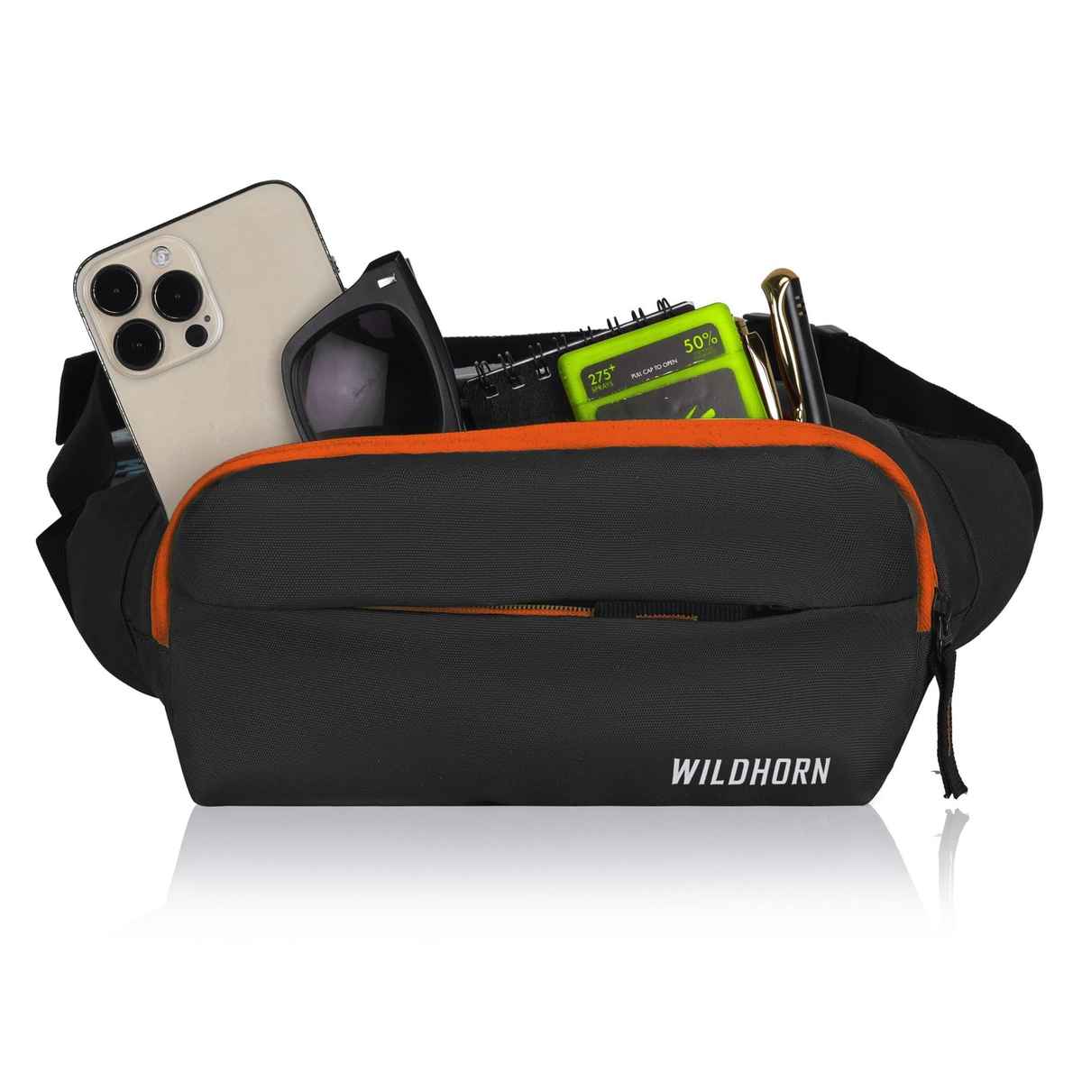 Wildhorn Unisex Polyester 2 L Waist Bag | Black - Free Size