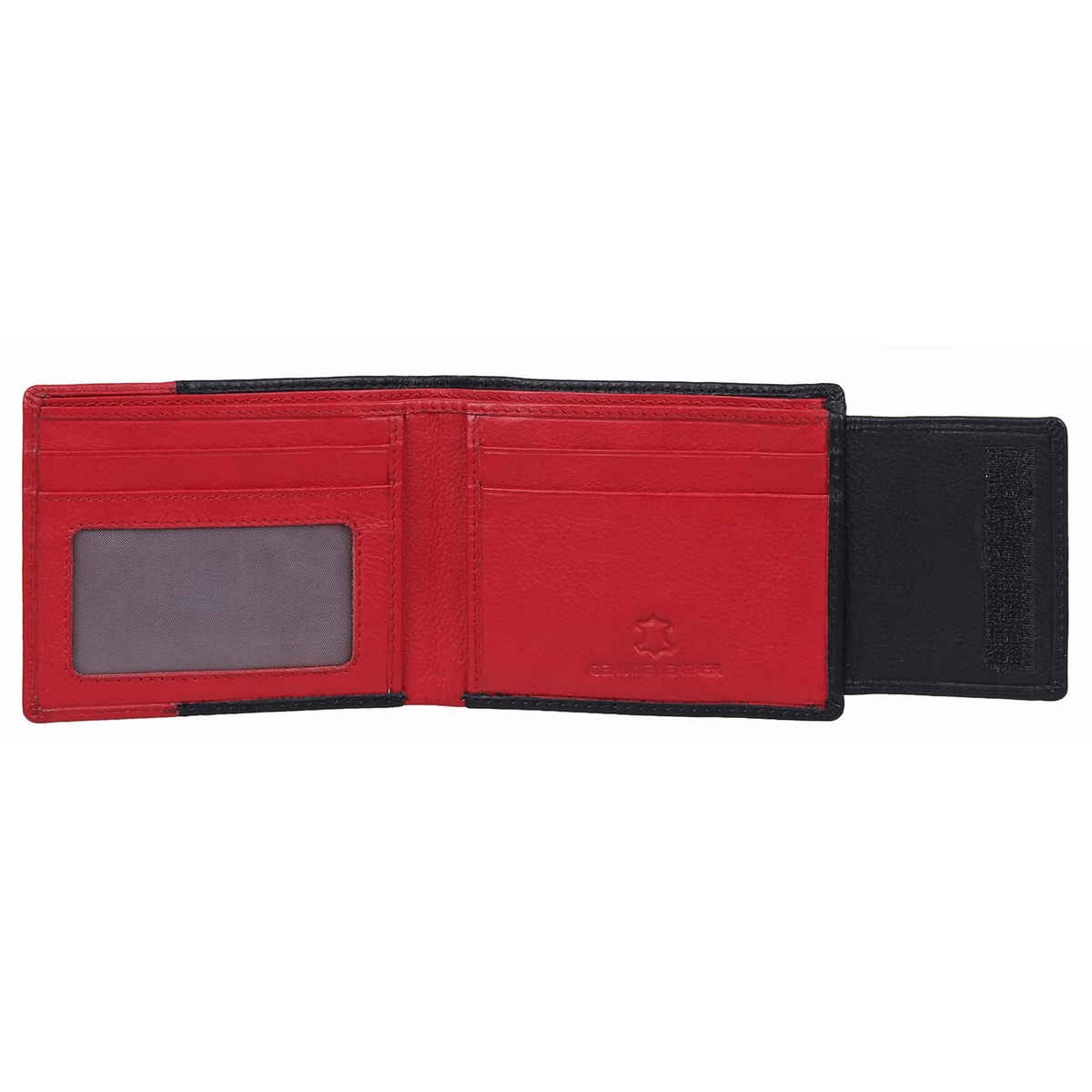 Wildhorn Men's Textured Genuine Leather Bi-Fold Wallet | Black and Red - Free Size