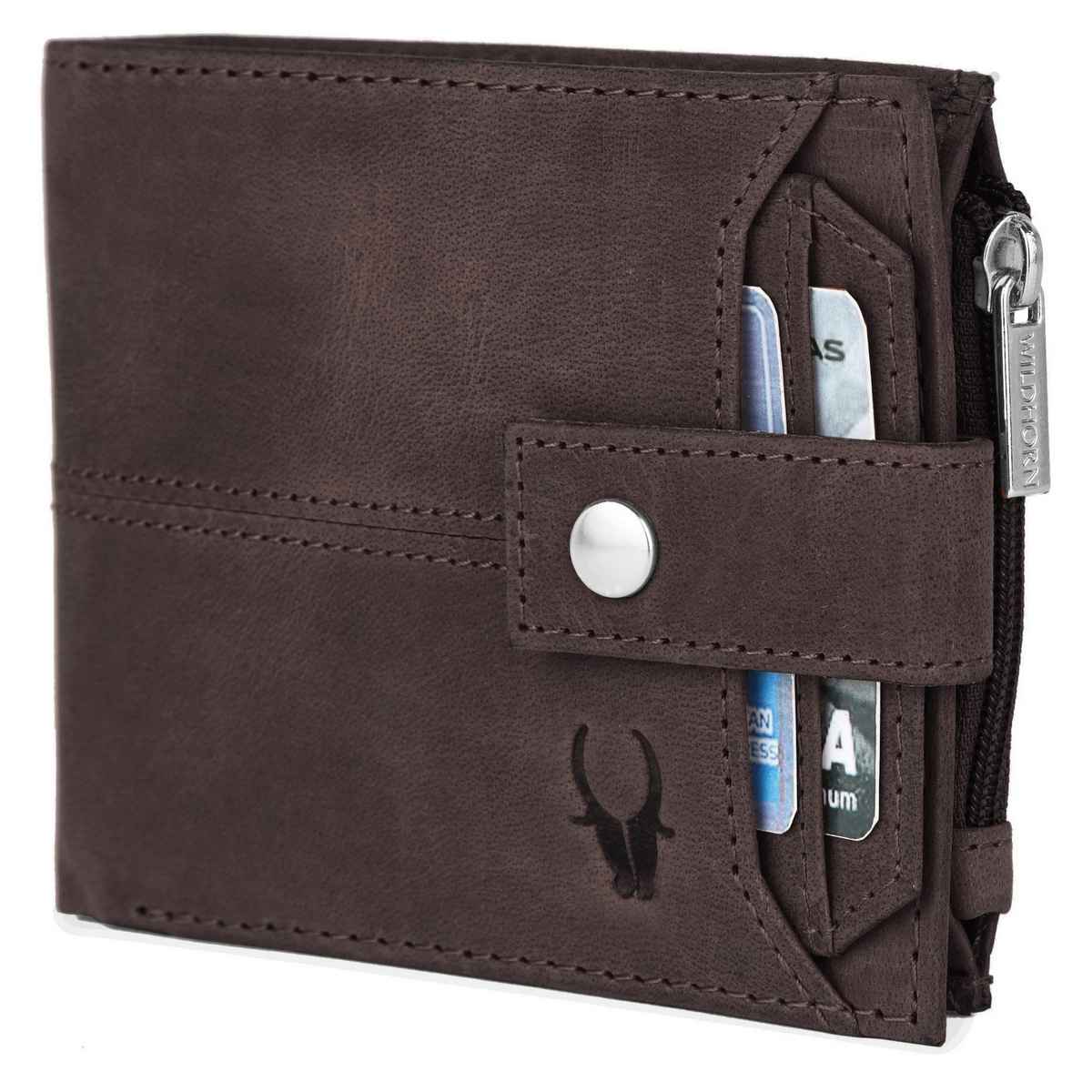 Wildhorn Men's Brand Logo Genuine Leather Bi-fold Wallet | Brown