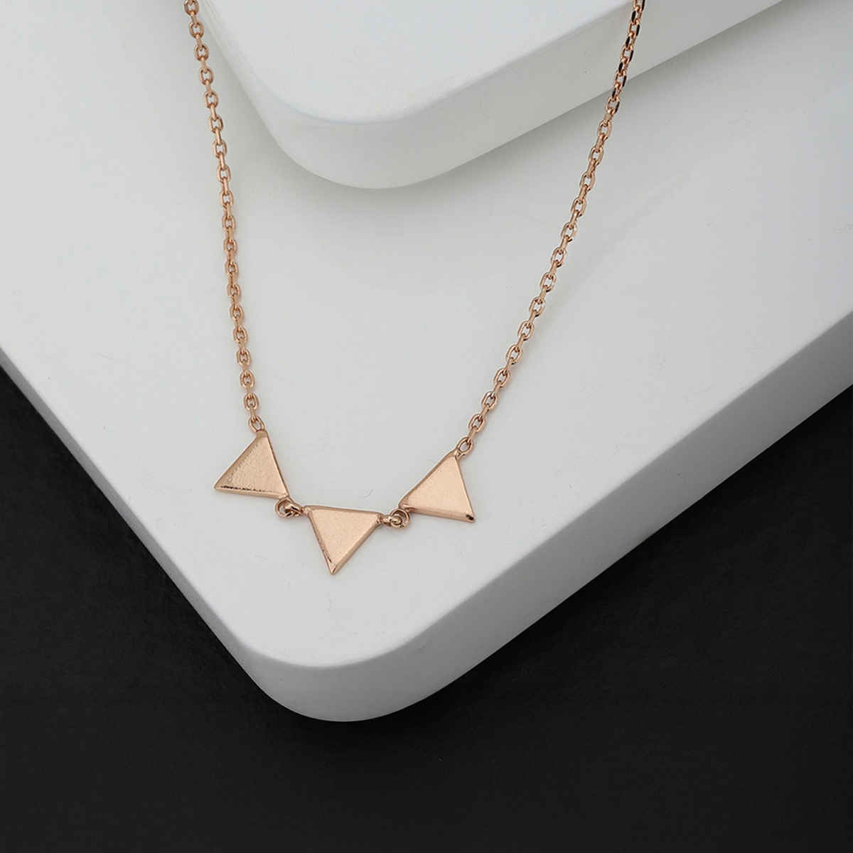 Carlton London 18kt Rose Gold Plated Triangular Necklace | B523803N