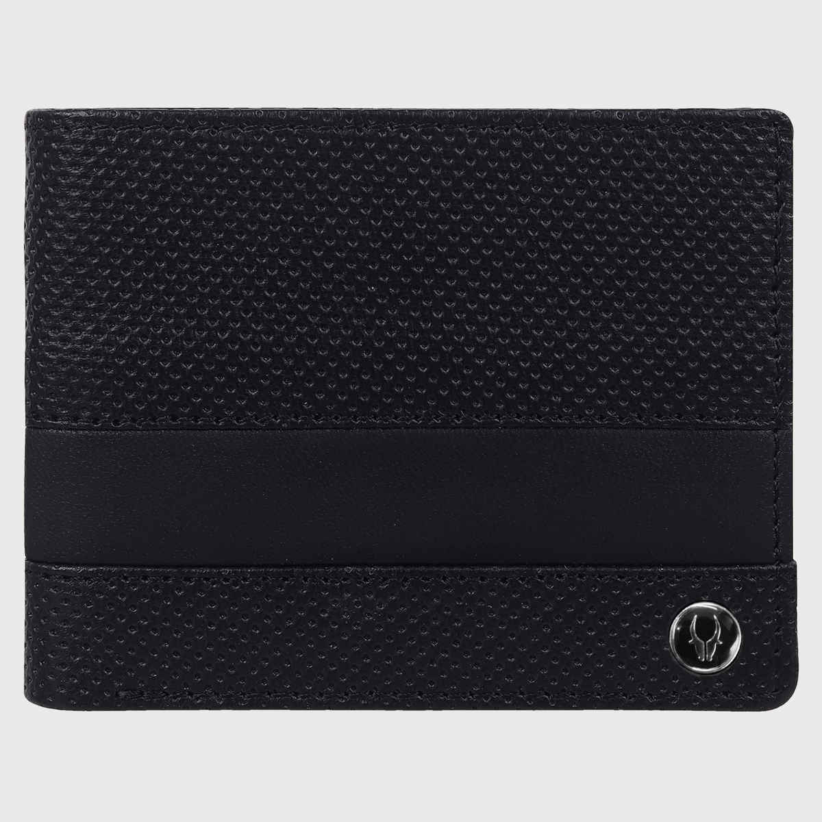Wildhorn Men's Textured Genuine Leather Bi-Fold Wallet | Black - Free Size