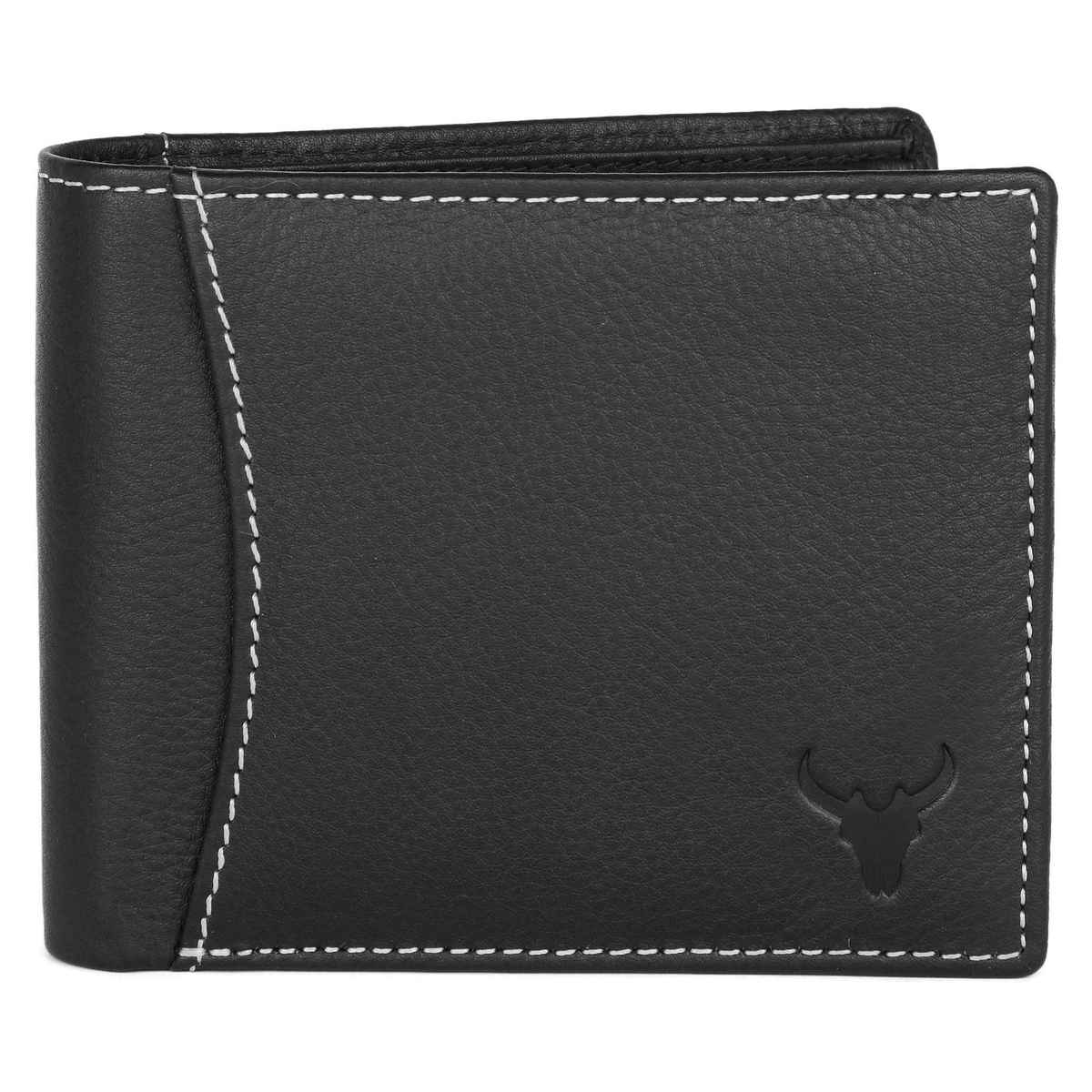 Wildhorn Men's Brand Logo Genuine Leather Bi-fold Wallet | Black