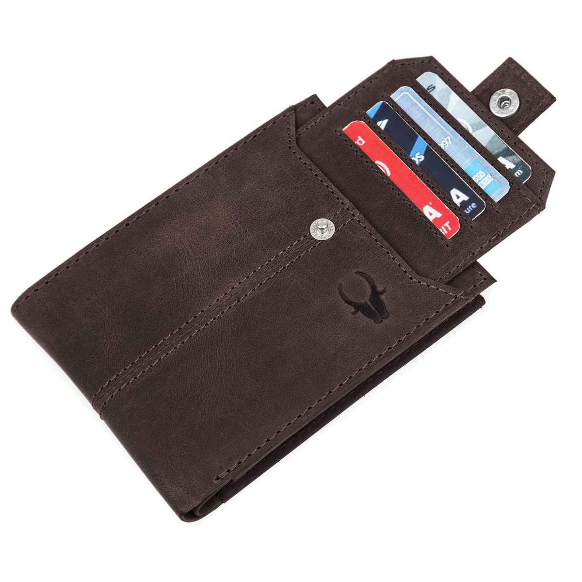 Wildhorn Men's Brand Logo Genuine Leather Bi-fold Wallet | Brown