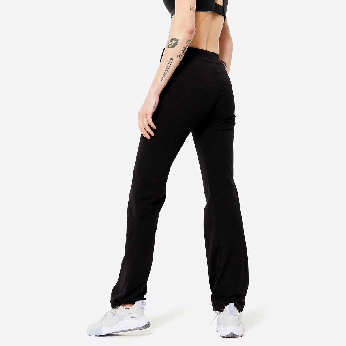 Decathlon Domyos Women's Stretchable, Quick-Dry Gym Trackpants | Black - M