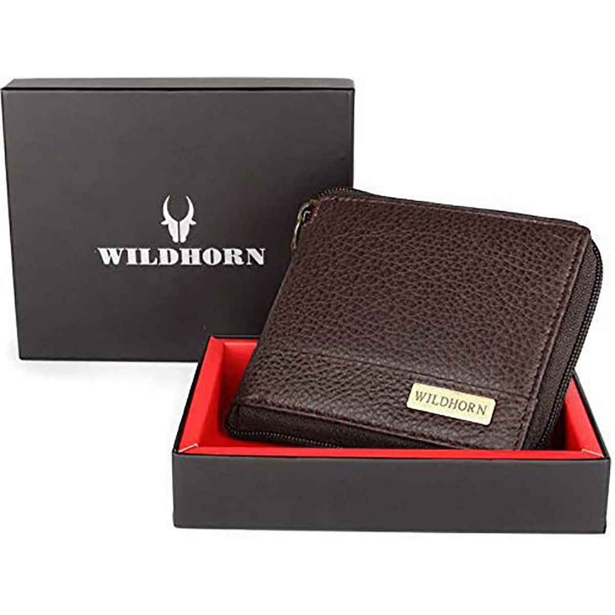 Wildhorn Men's Textured Genuine Leather Wallets | Brown - Free Size