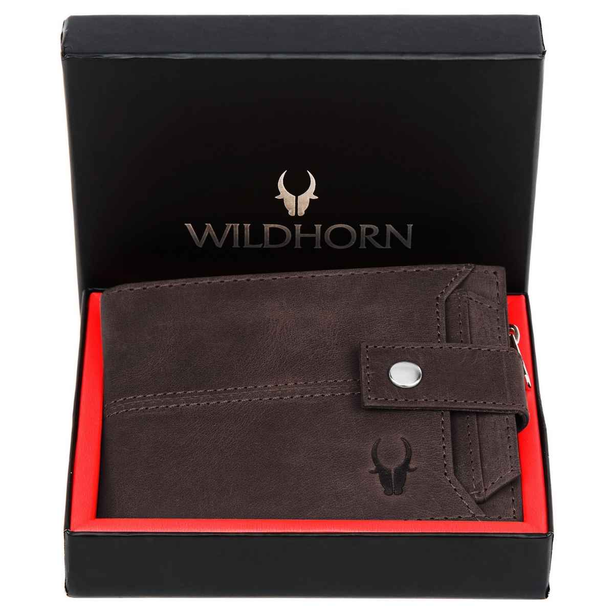 Wildhorn Men's Brand Logo Genuine Leather Bi-fold Wallet | Brown