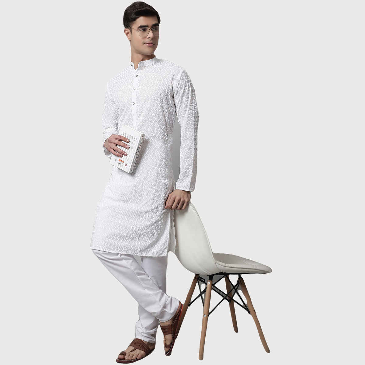 Jompers Men's Kurta | Ko 561 | White - L