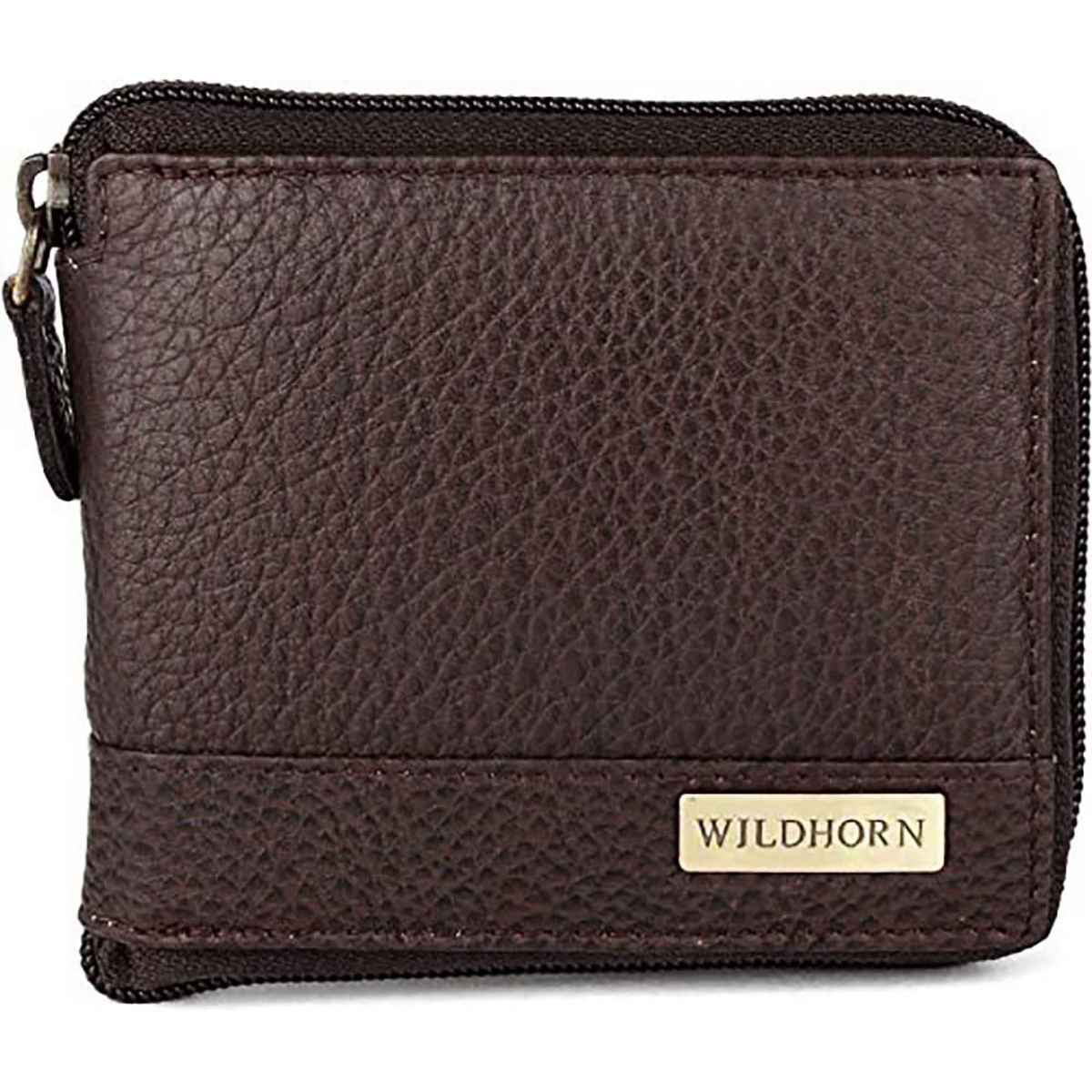 Wildhorn Men's Textured Genuine Leather Wallets | Brown - Free Size