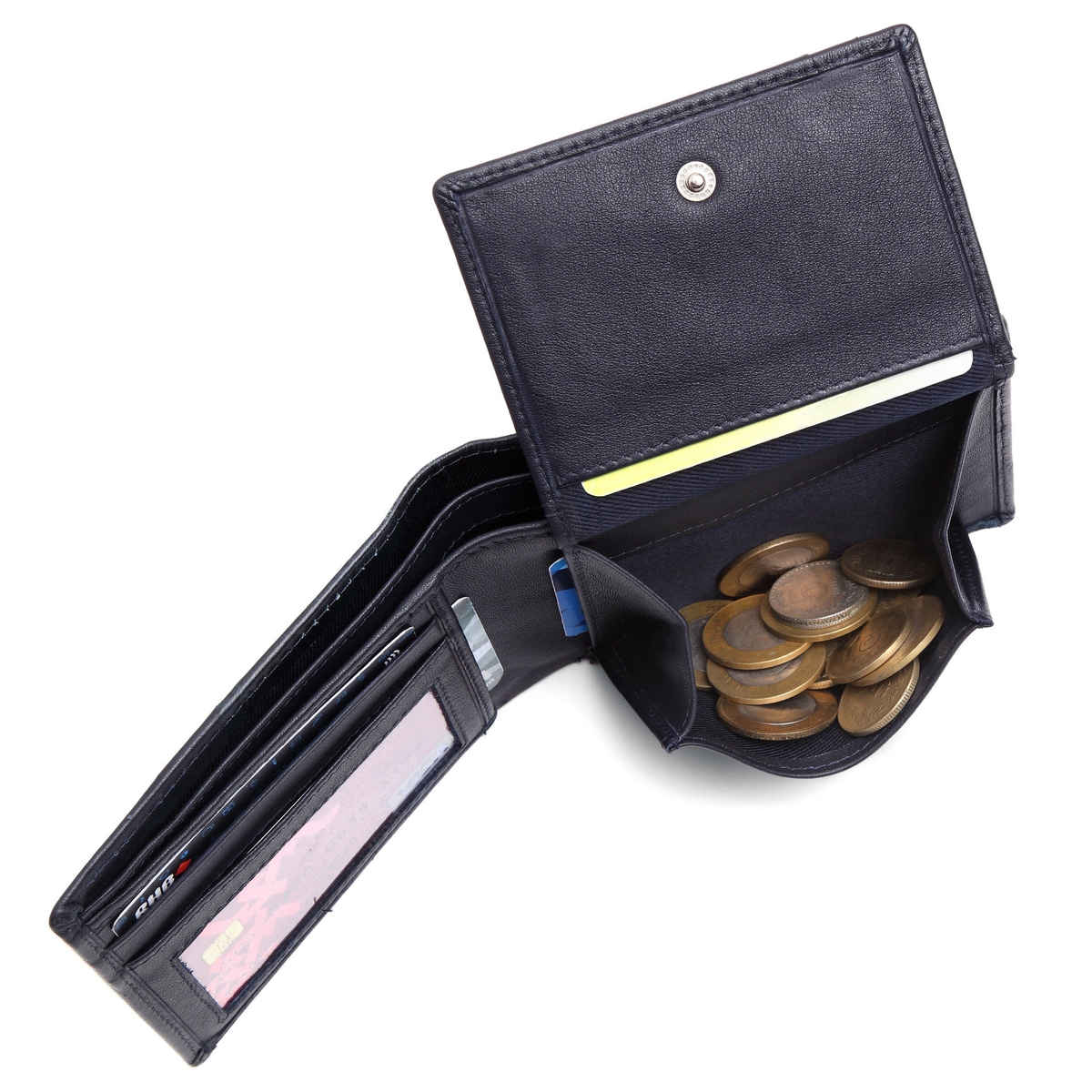 Wildhorn Men's Textured Genuine Leather Bi-Fold Wallet | Blue - Free Size