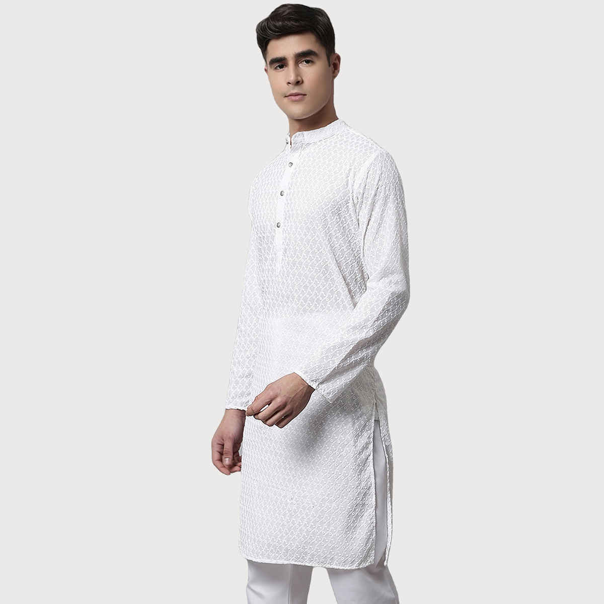 Jompers Men's Kurta | Ko 561 | White - L
