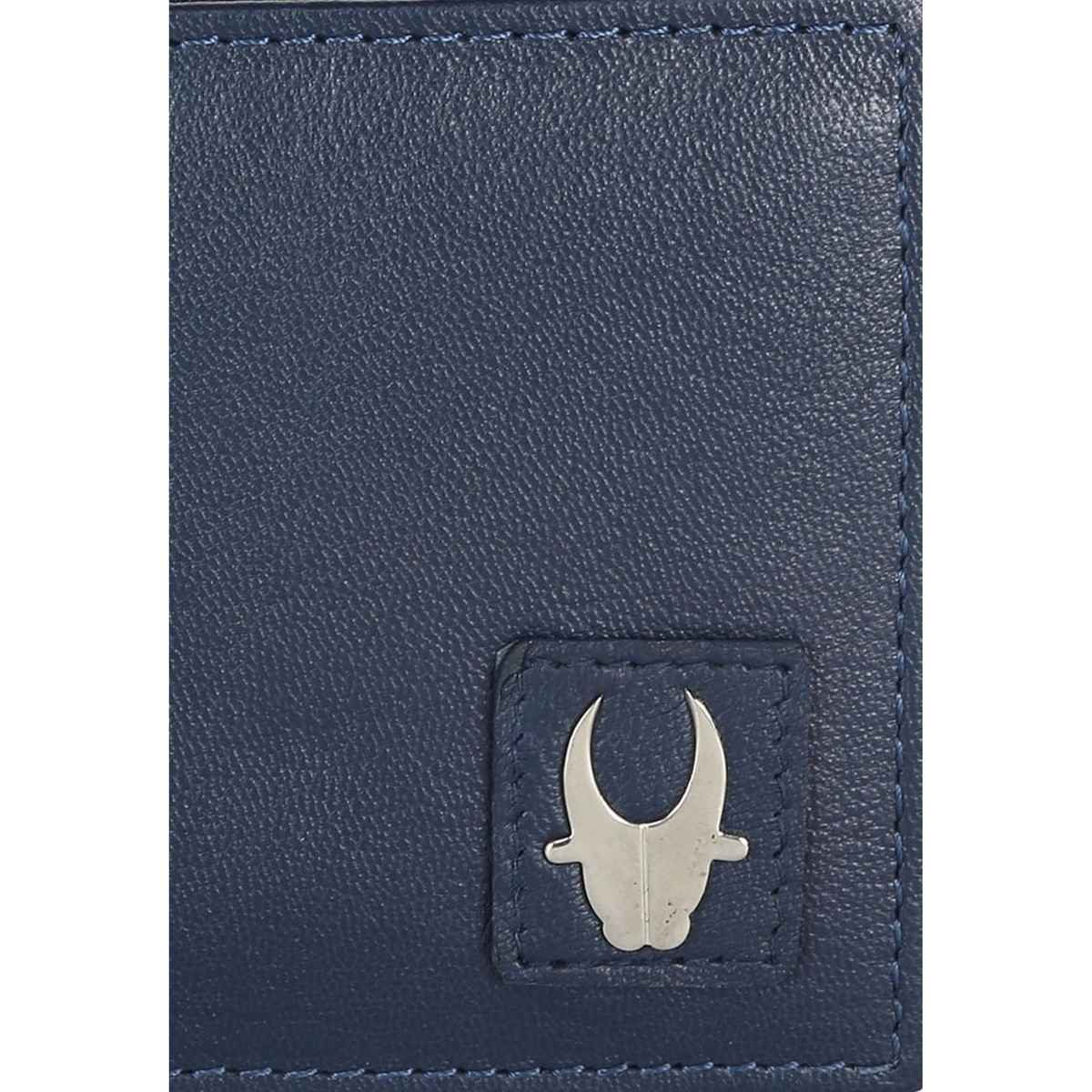 Wildhorn Men's Brand Logo Genuine Leather Bi-fold Wallet | Blue