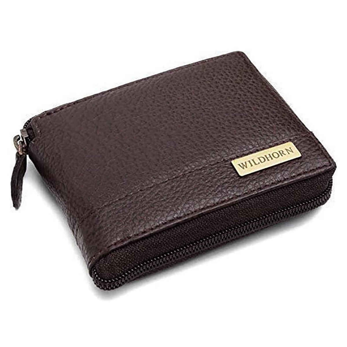 Wildhorn Men's Textured Genuine Leather Wallets | Brown - Free Size