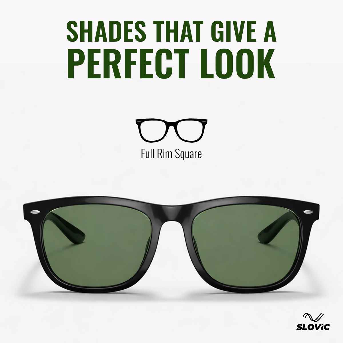 Slovic Green Wayfarer Style Sunglasses with UV Protected Lenses for Men Women Lightweight