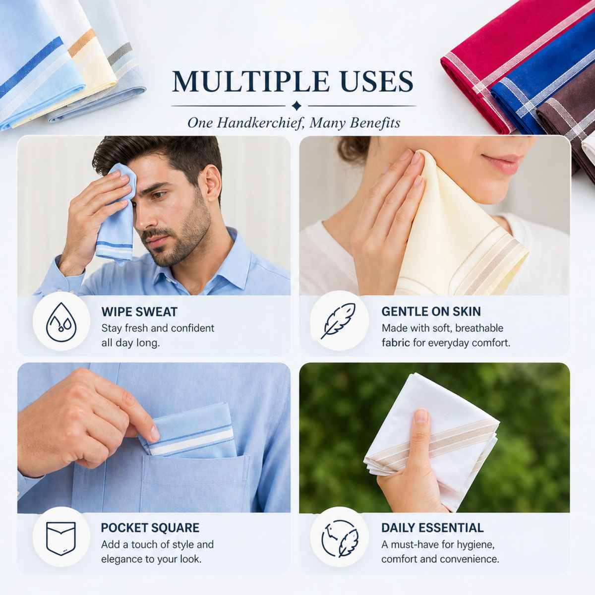 Royal Mart Men's Striped Cotton Handkerchief | Multicolour