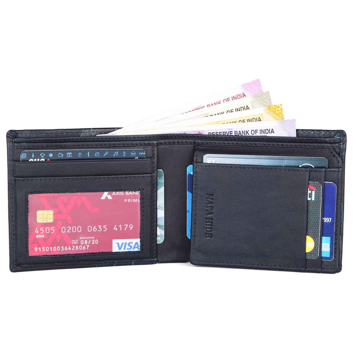 Wildhorn Men's Textured Genuine Leather Bi-Fold Wallet | Blue - Free Size