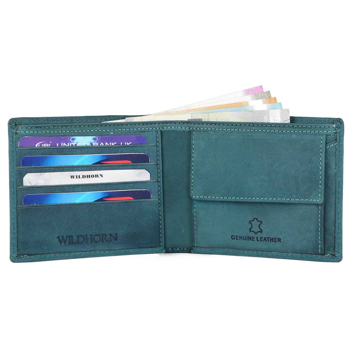 Wildhorn Men's Genuine Leather Bi-fold Wallet | Blue