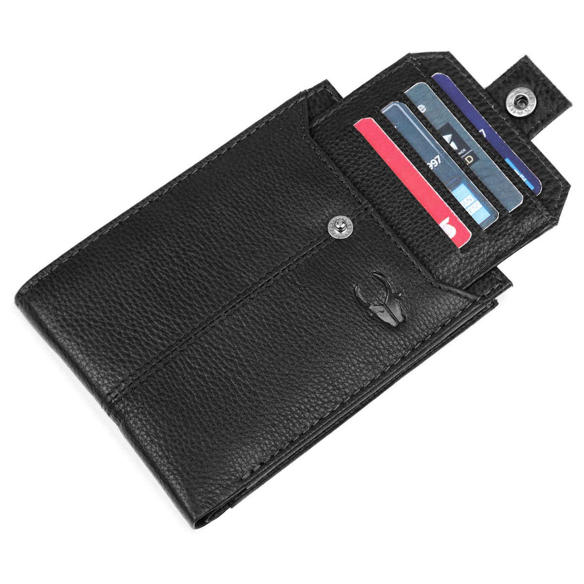Wildhorn Men's Brand Logo Genuine Leather Bi-fold Wallet | Black