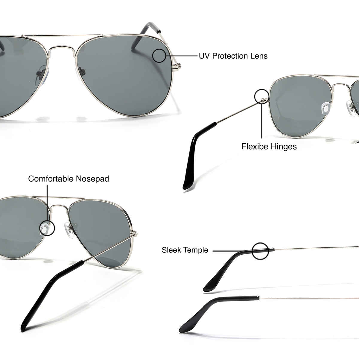 EYEJACK UV Protected Classic Aviator Sunglasses for Men and Women | 3025CL980 | Silver