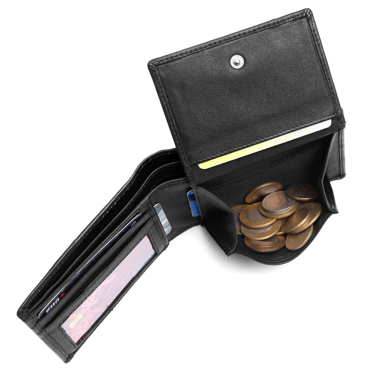 Wildhorn Men's Textured Genuine Leather Bi-Fold Wallet | Black - Free Size