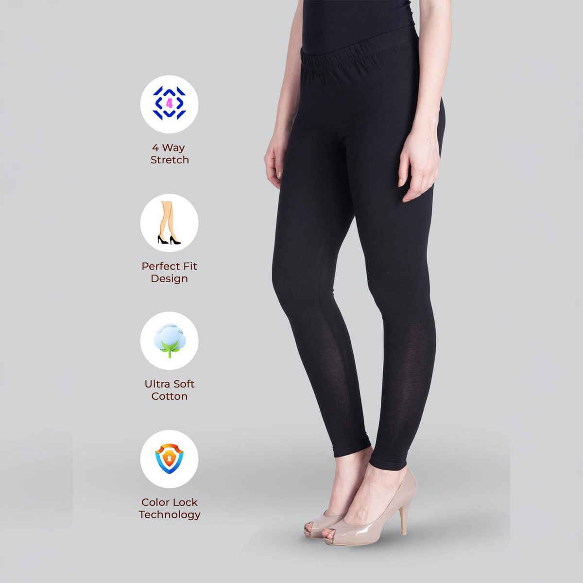 Lyra Women's Leggings Ankle Length | Cotton and Lycra - Free Size