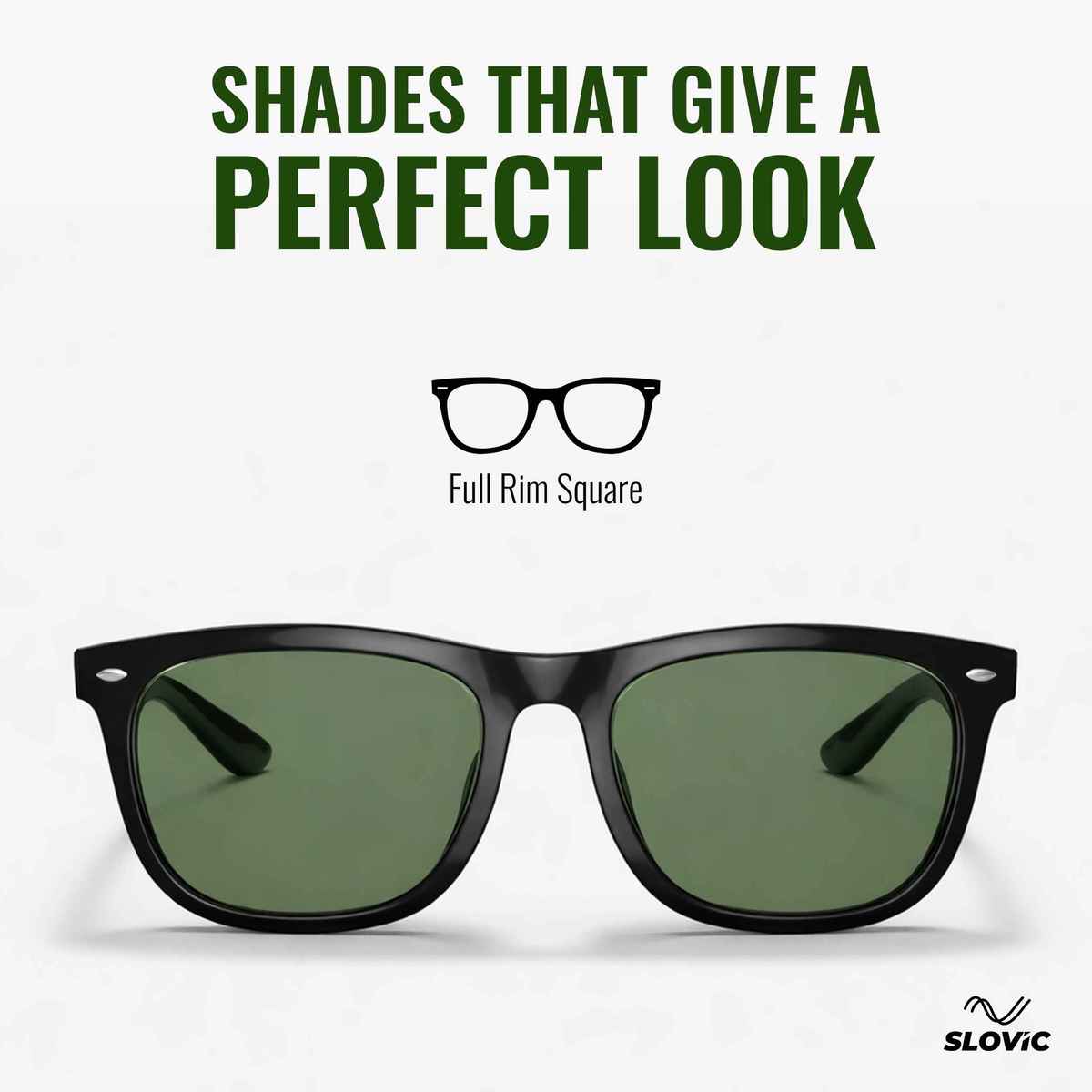 Slovic Green Wayfarer Style Sunglasses with UV Protected Lenses for Men Women Lightweight