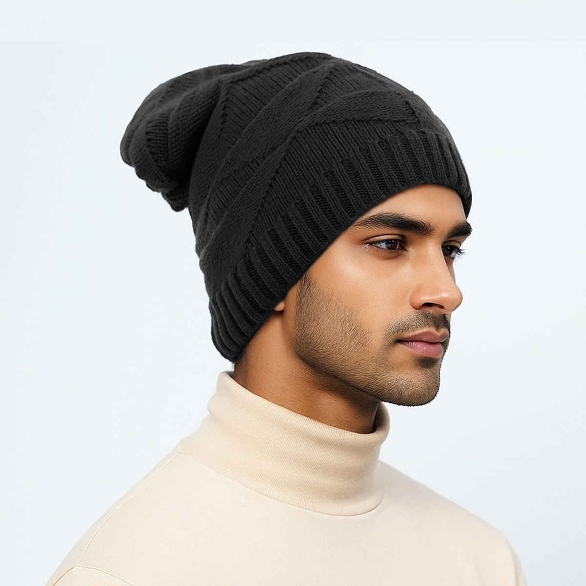 Slovic Acrylic Wool Beanie Winter Cap for Men & Women | Black