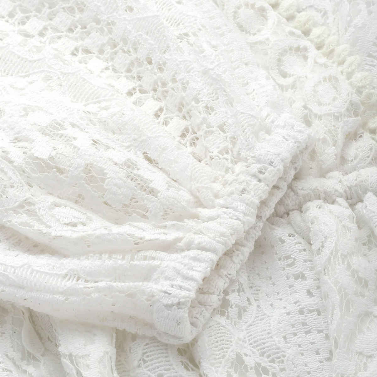 Style Quotient Women White Self Design Lace Regular Casual Peplum Top | L | SS23SQLACEY - White