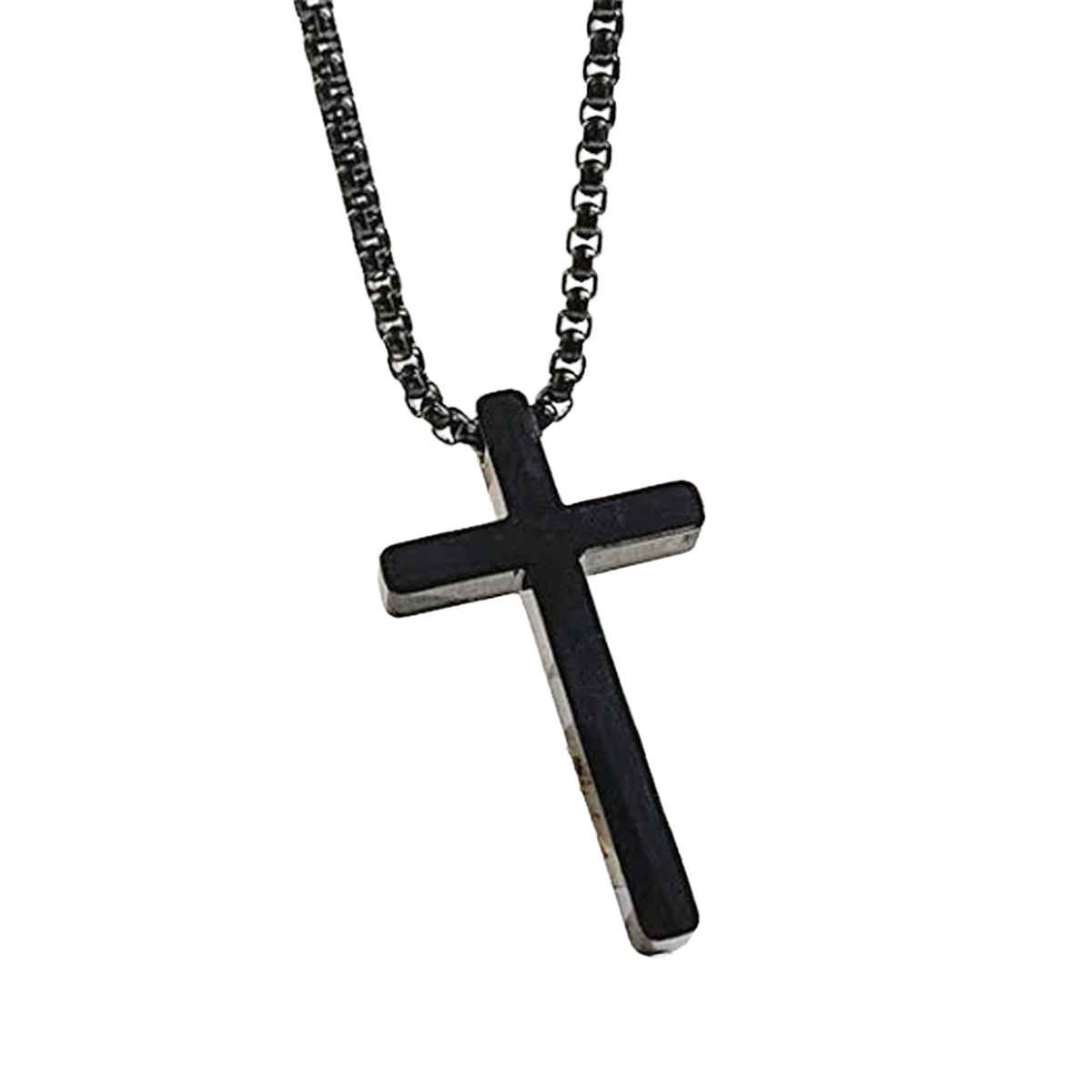 Cross Pendant Men'S Chain Black