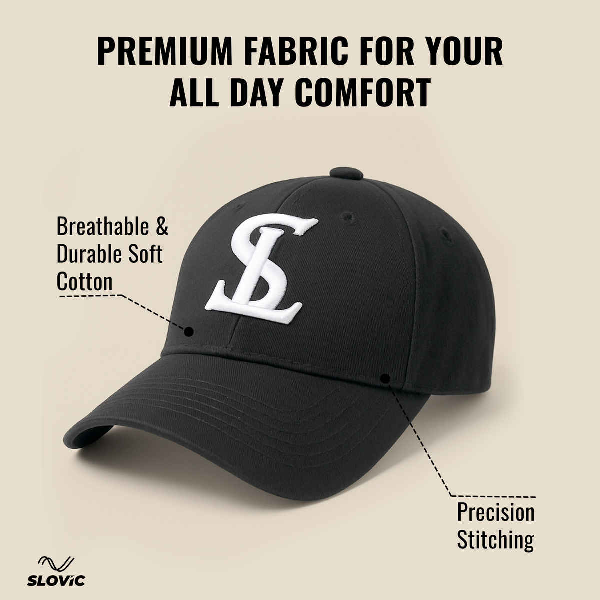 Slovic Unisex Embroidered Cap | Casual, Outdoor, Travel Wear with Adjutsable Straps