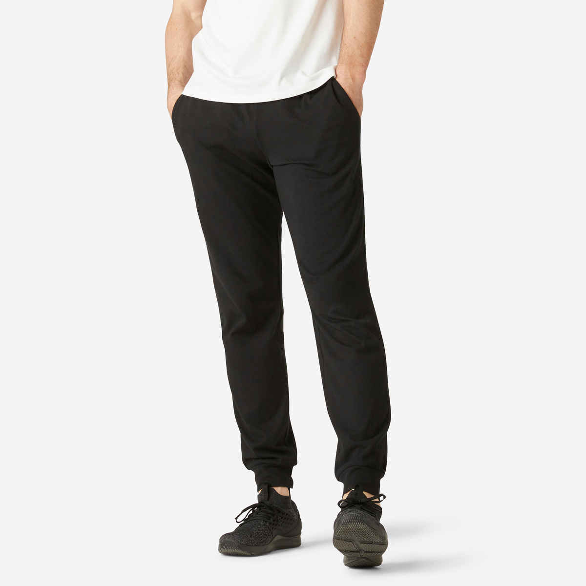 Decathlon Domyos Men Cotton Fitness Trackpants | Black | L