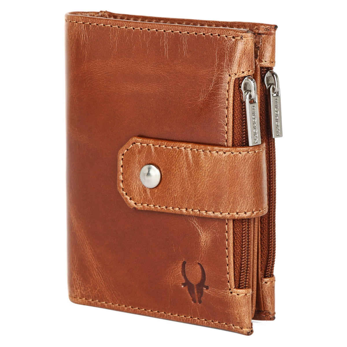 Wildhorn Men's Brand Logo Genuine Leather Bi-Fold Wallet | Brown - Free Size