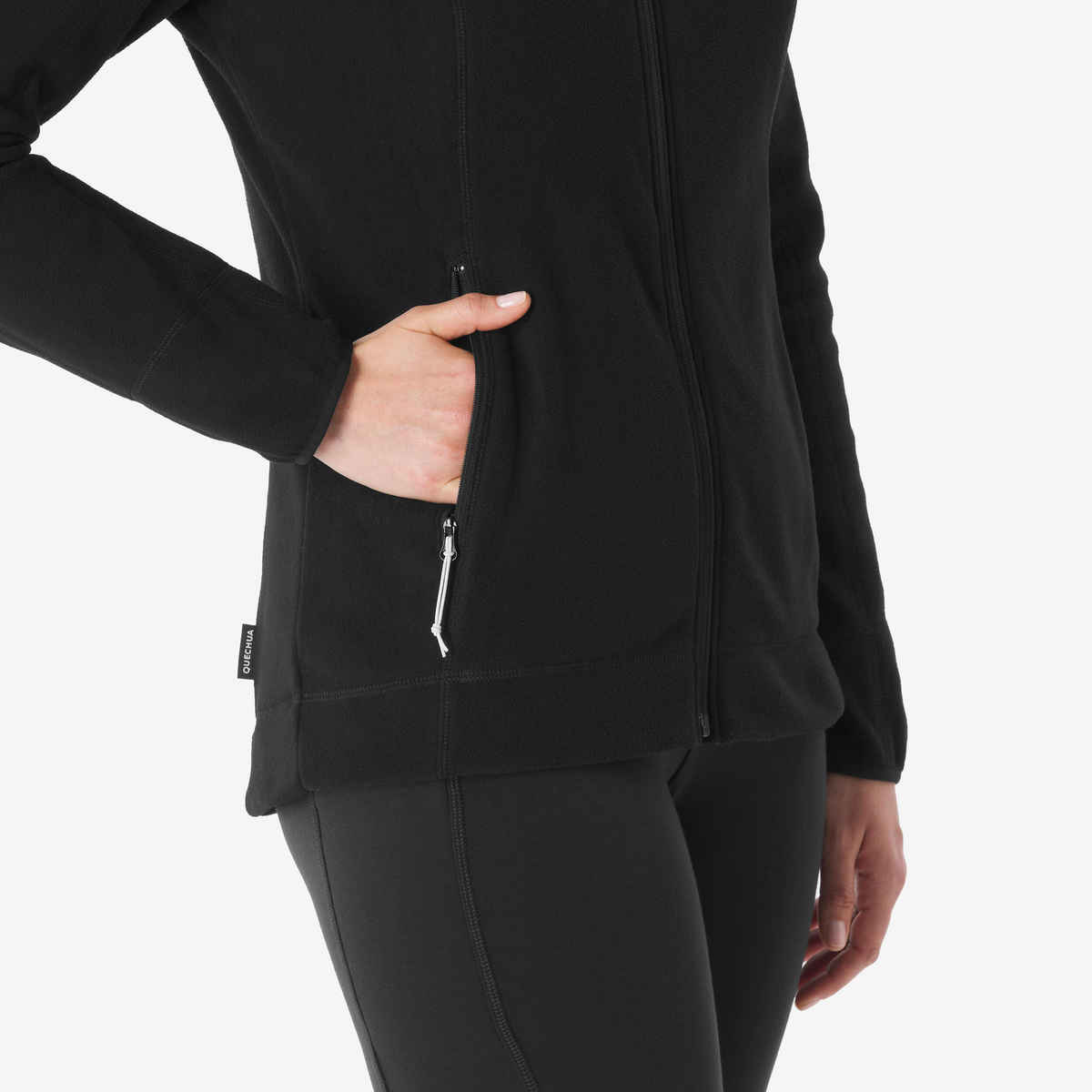 Decathlon | Quechua | Women's Full Zip Hiking Jacket Fleece | Black - S