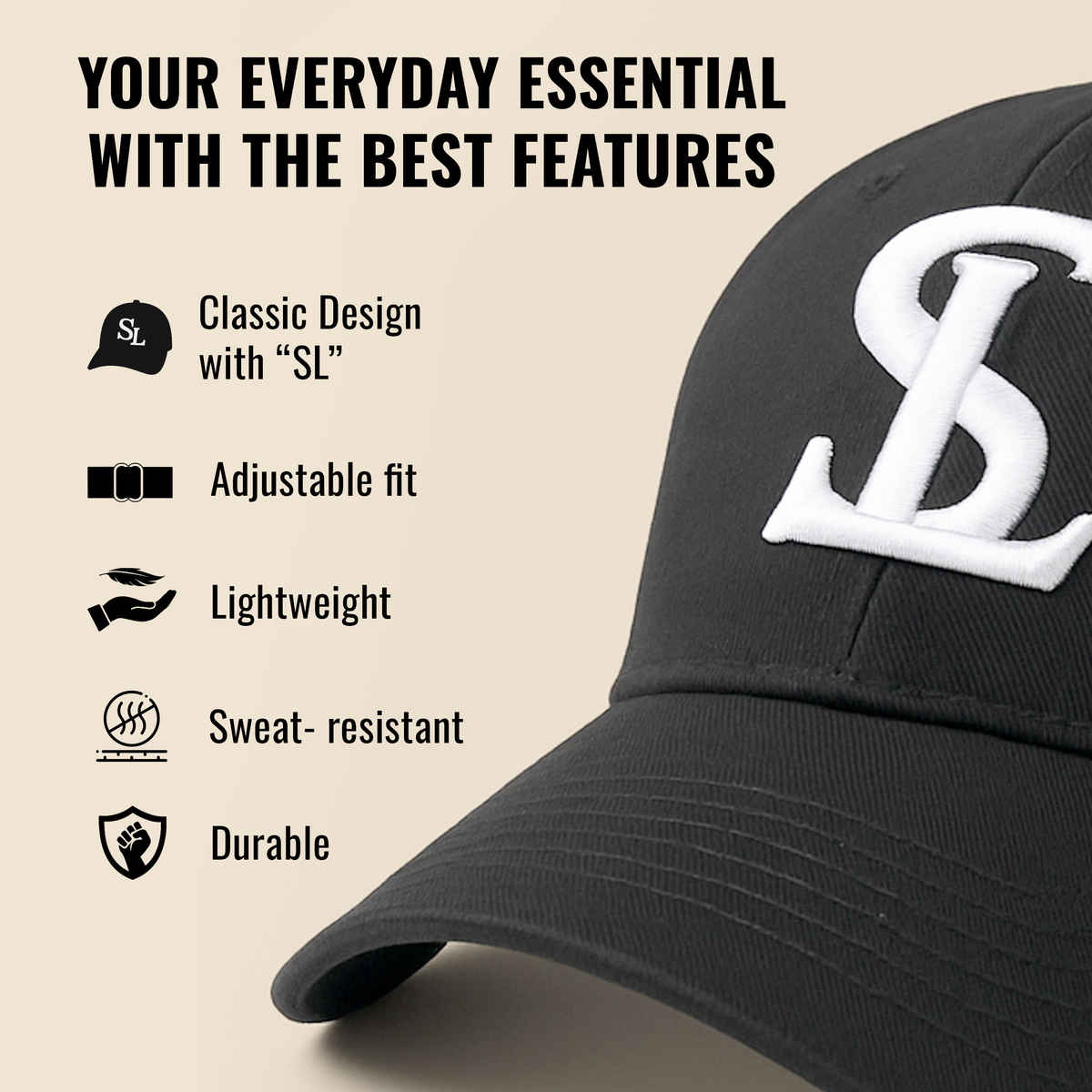 Slovic Unisex Embroidered Cap | Casual, Outdoor, Travel Wear with Adjutsable Straps