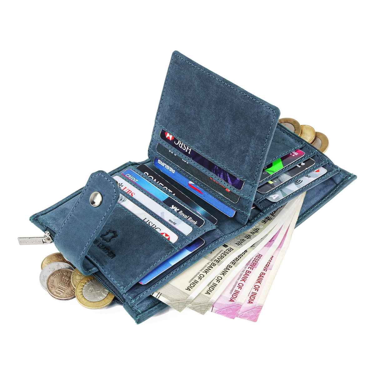 Wildhorn Men's Genuine Leather Bi-fold Wallet | Blue