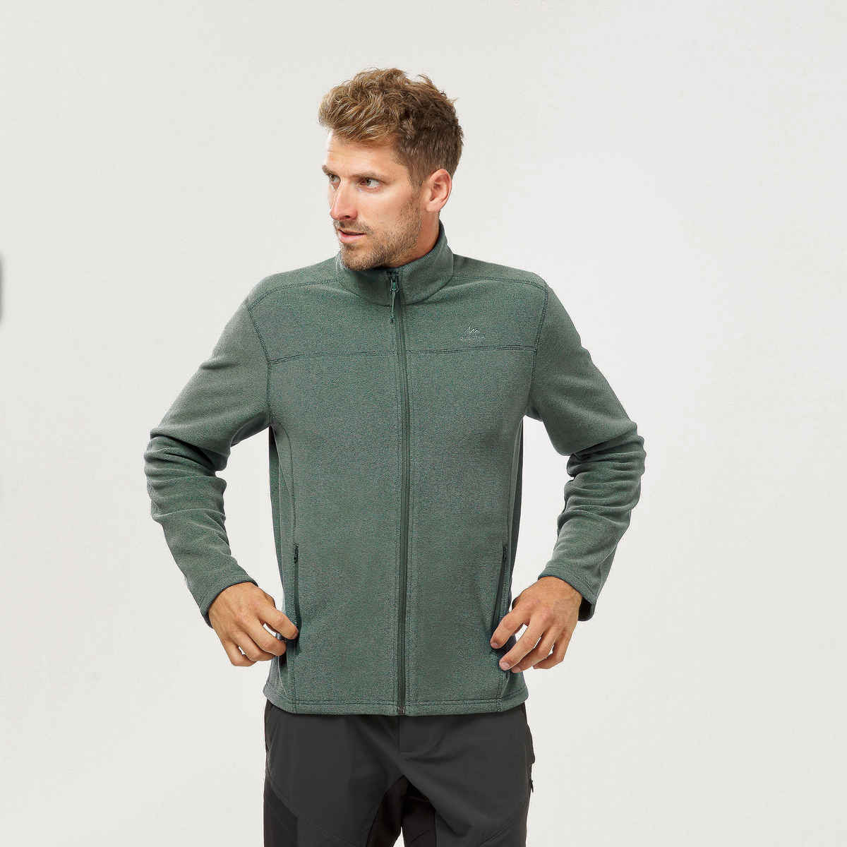 Quechua By Decathlon Men's Warm Winter Hiking Fleece | Green - L