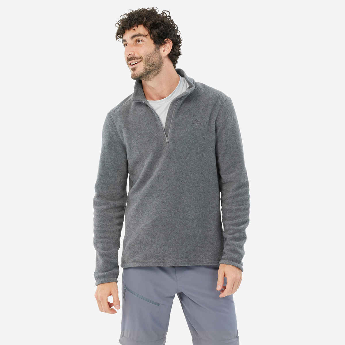 Quechua By Decathlon Men's Warm Winter Hiking Fleece | Grey - S