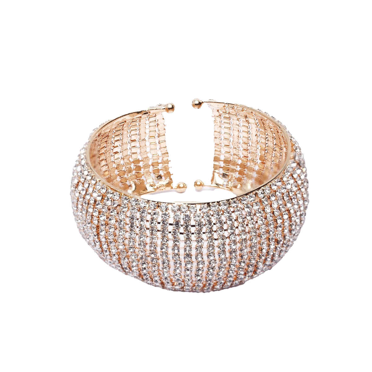 Shining Diva Fashion 18k Rose Gold Plated Crystal Cuff Bracelet for Women and Girls | 11430b